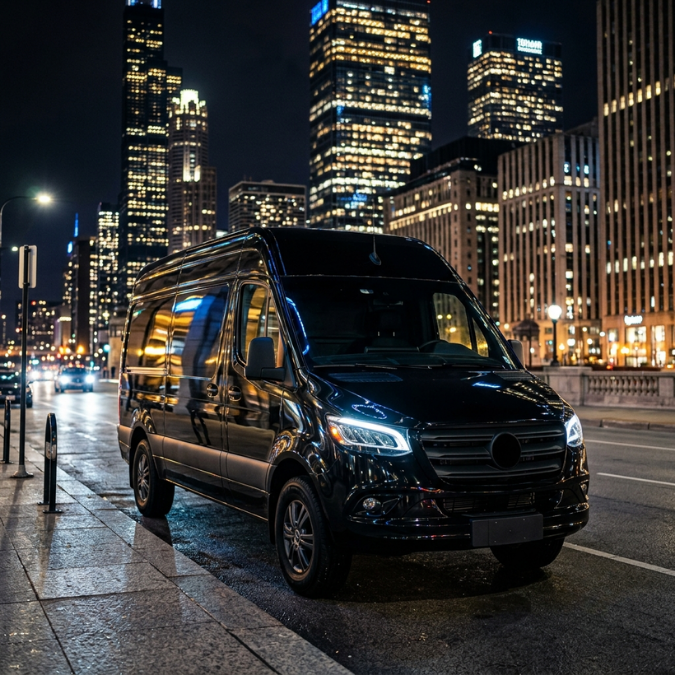 Mercedes Sprinter van for a Bridgeport group to Midway