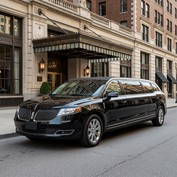 Stretch limousine exterior for Chicago weddings and events